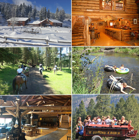 K-Diamond-K 'Dude' Ranch Package. Overnight stay in a hand-crafted log Lodge. All-Inclusive, one full day of activities for (2).